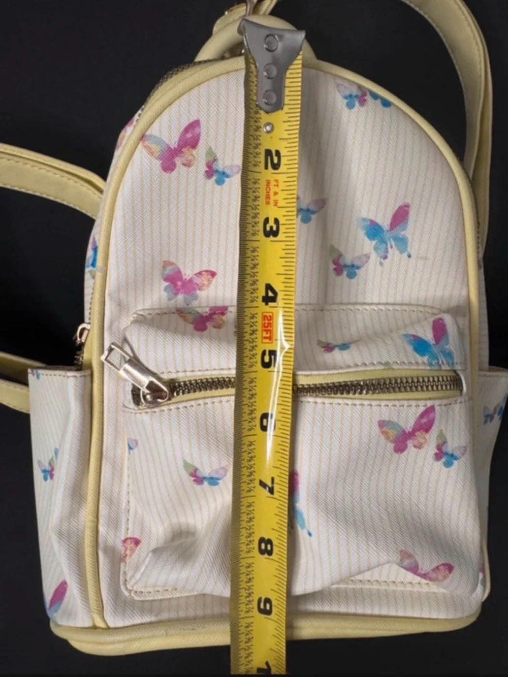 Like Dreams LD Women's Mini Backpack Yellow Butterfly PVC Adjustable Strap
